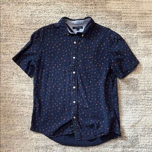 Tommy Hilfiger Blue Casual Button Down Shirt with Palm Tree Pattern